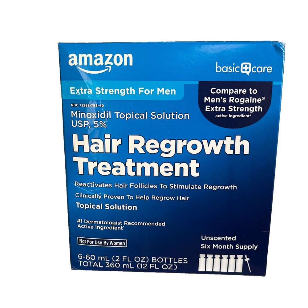 Amazon Basic Care Minoxidil 5% Hair Regrowth 12 oz Compare to Rogaine 6 Month